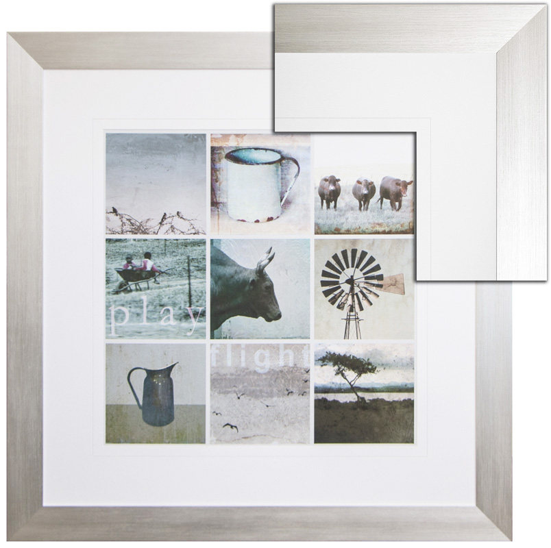 FP078 Wall décor art framed print farm collage silver frame